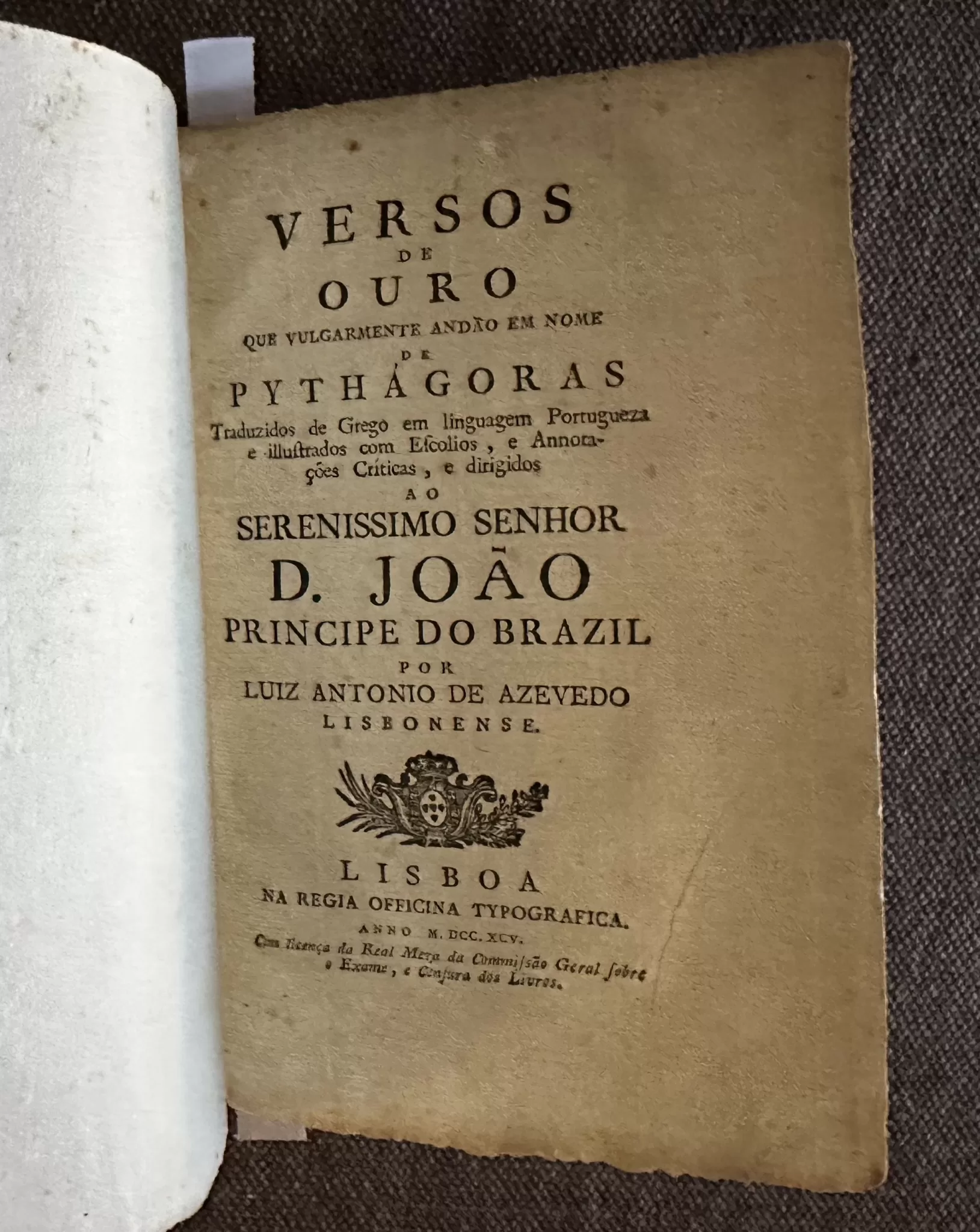 Versos de Ouro de Pitágoras, 1.ª edição em português